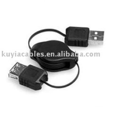 Noir NOUVEAU USB 2.0 Un mâle à une extension femelle Câble rétractable AM ​​TO AF